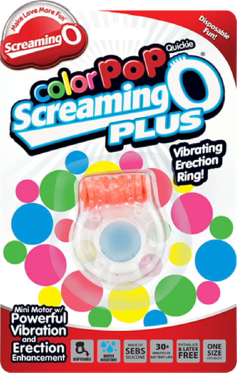 Screaming O Colour Pop Quickie Plus – Stretchy Vibrating Erection Ring with Clitoral Stimulator > Cock Ring > Vibrating