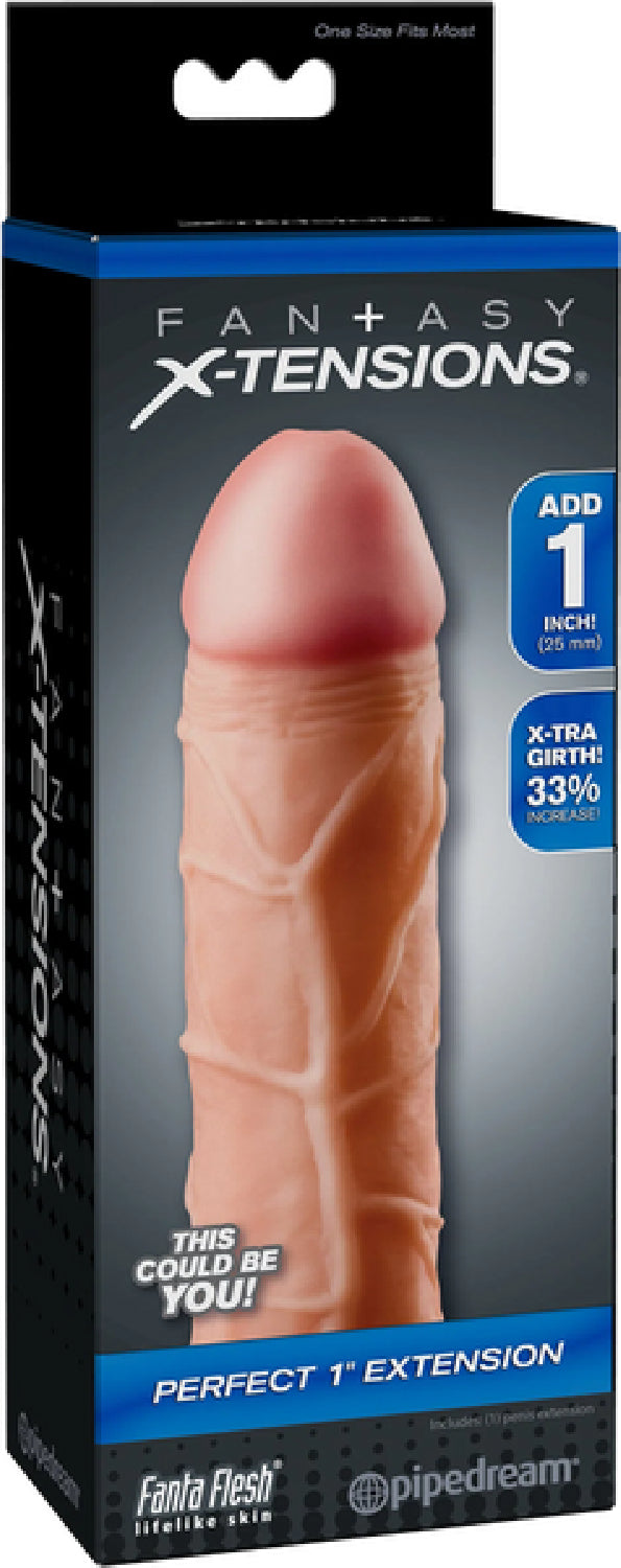 Fantasy X-Tensions Perfect 1 Inch Extension – Stretchy Fanta Flesh® Customizable Extension Accessory > Sex Toys For Men > Penis Sleeves