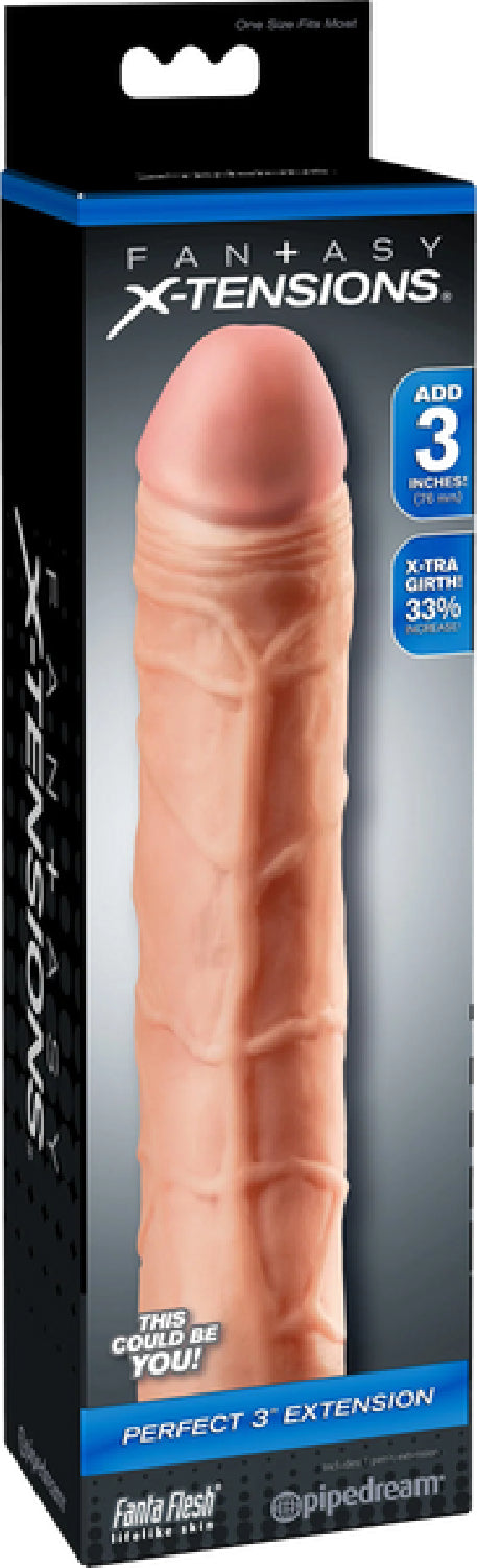 Fantasy X-Tensions Perfect 3 Inch Extension – Soft Flexible Fanta Flesh Penis Extension Sleeve Secondary image