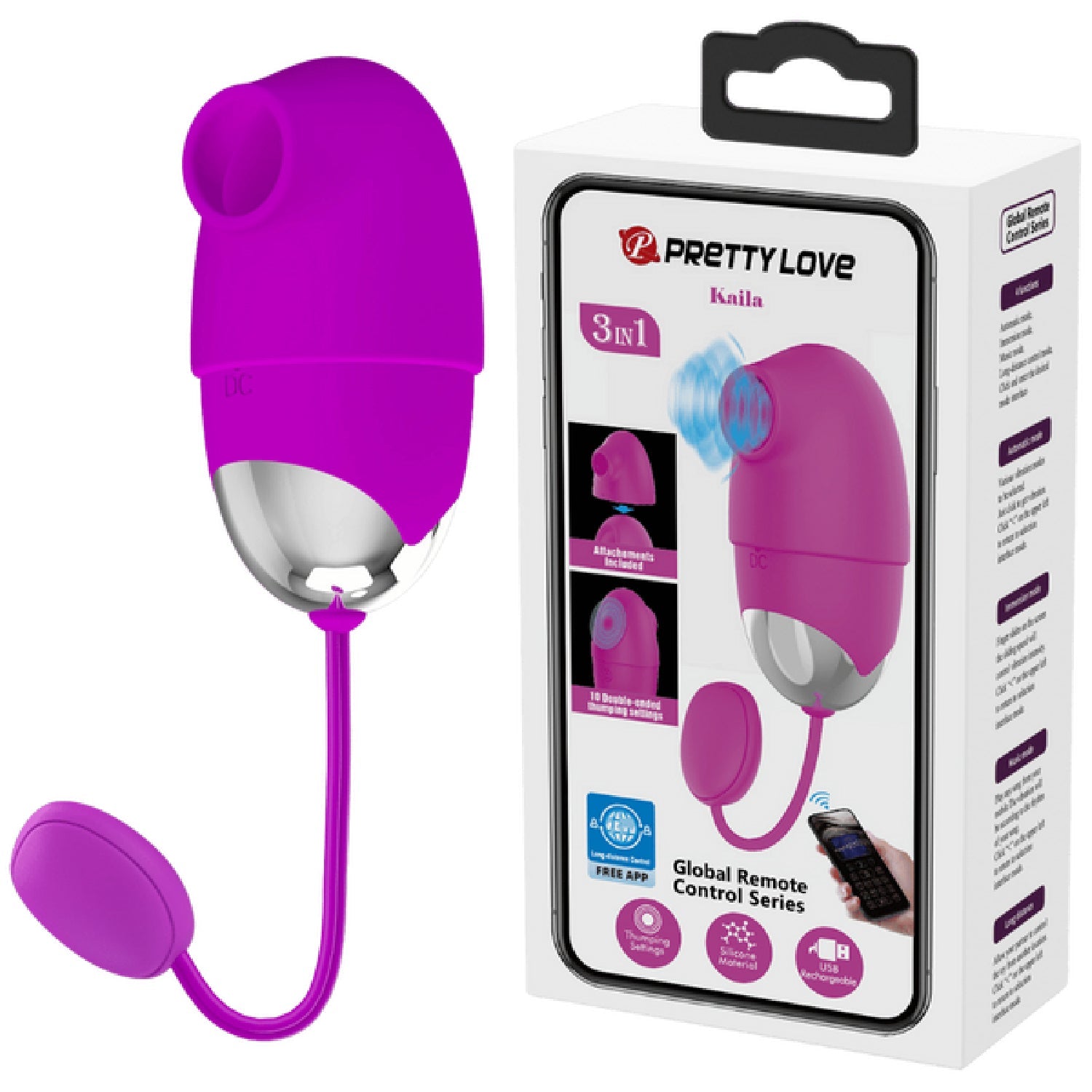 App Control Kaila – Remote-Controlled Vibrating Egg with Removable Sleeve Secondary image