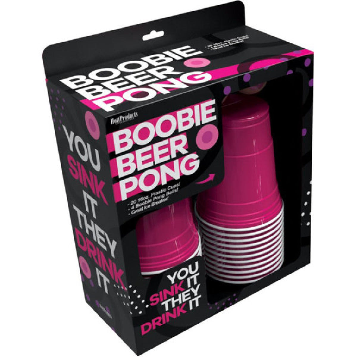 Boobie Beer Pong Set – Party Game with Boobie-Shaped Balls and Plastic Cups > Novelties > Games
