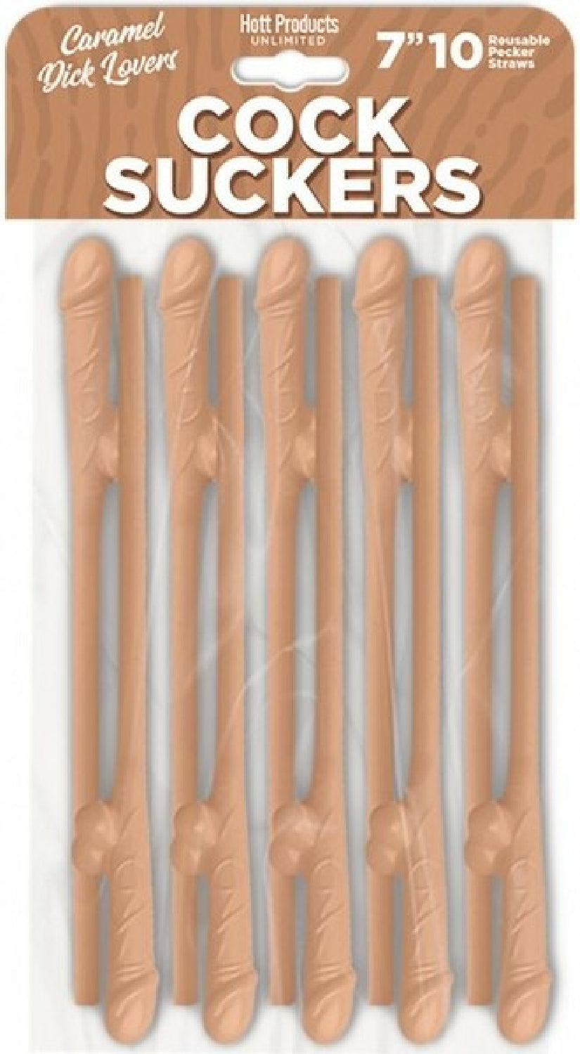Hott Products Cock Sucker (Chocolate Brown) – 7 Inch Reusable Novelty Drink Straws Set of 10 Secondary image
