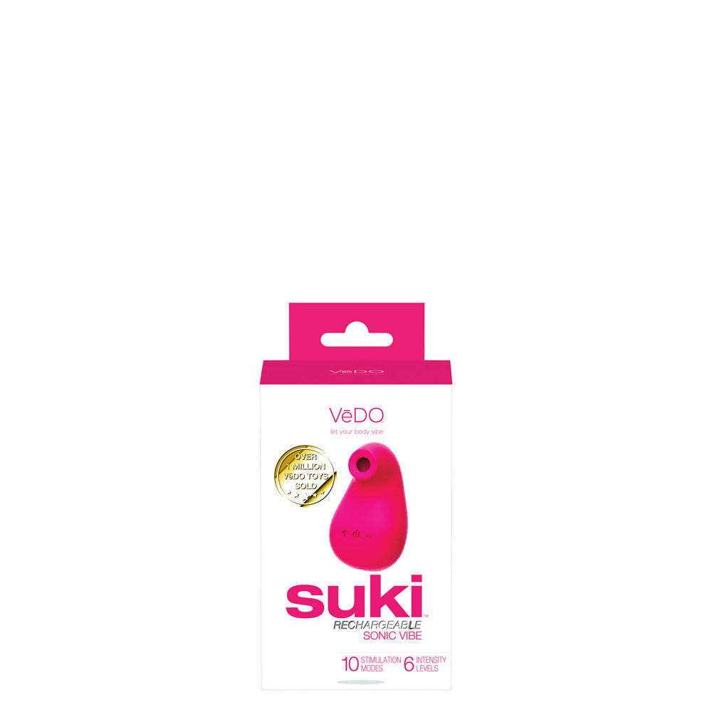 Suki Rechargeable Sonic Clitoral Vibrator with 10 Modes Pink Suction Stimulator