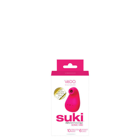 Suki Rechargeable Sonic Clitoral Vibrator with 10 Modes Pink Suction Stimulator