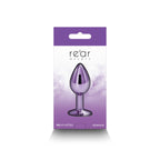 Rear Assets Small Purple 7.1 cm Metal Butt Plug with Gem Base > Anal Range > Jewel Butt Plugs
