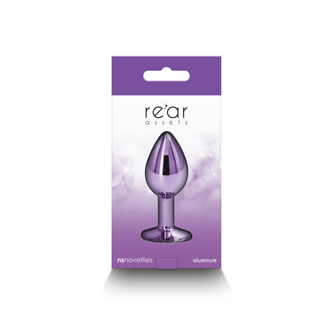 Rear Assets Small Purple 7.1 cm Metal Butt Plug with Gem Base Purple > Anal Range > Jewel Butt Plugs