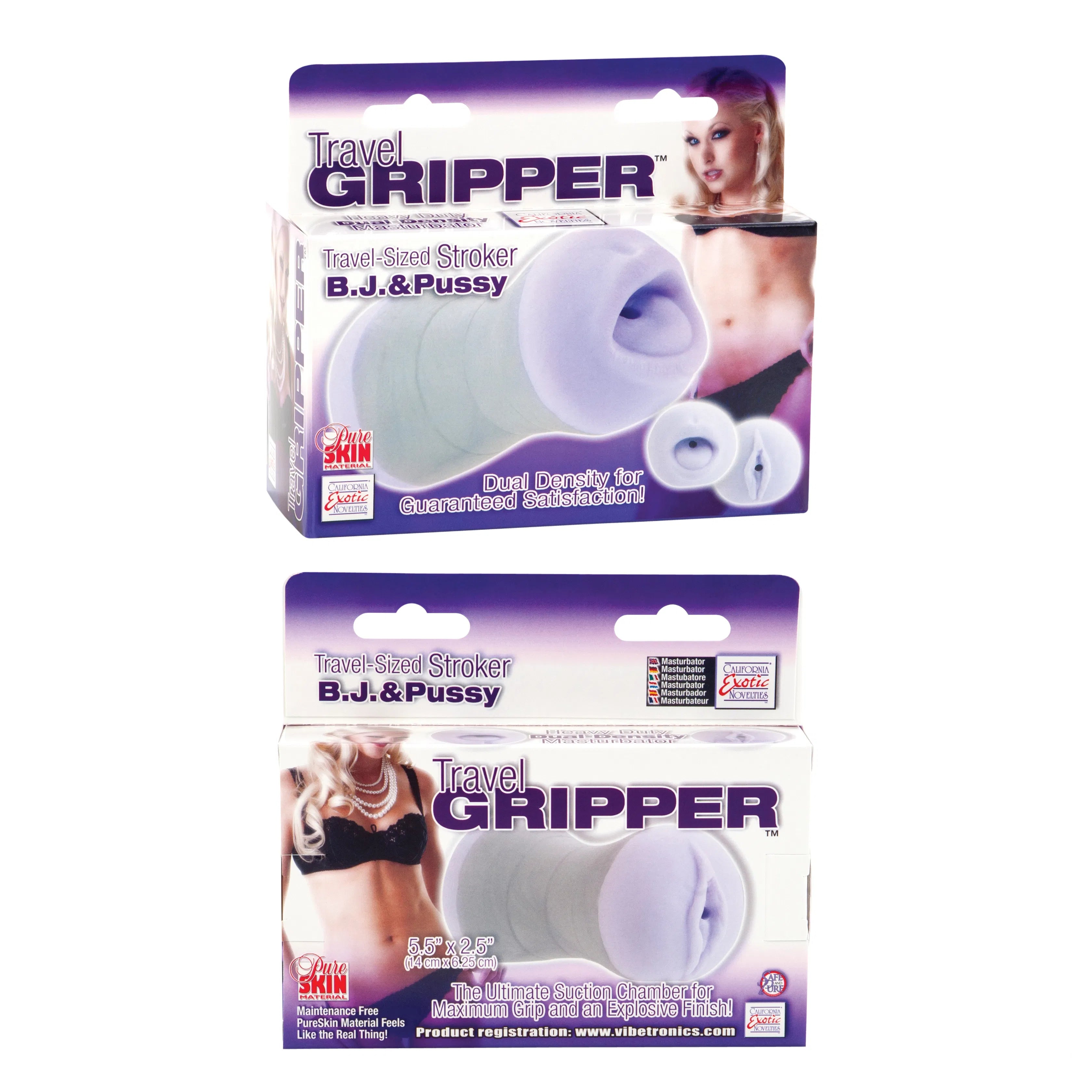 Travel Gripper Dual Density Masturbator – Travel-Sized Masturbator with Two Ends Gray > Sex Toys For Men > Masturbators > Manual