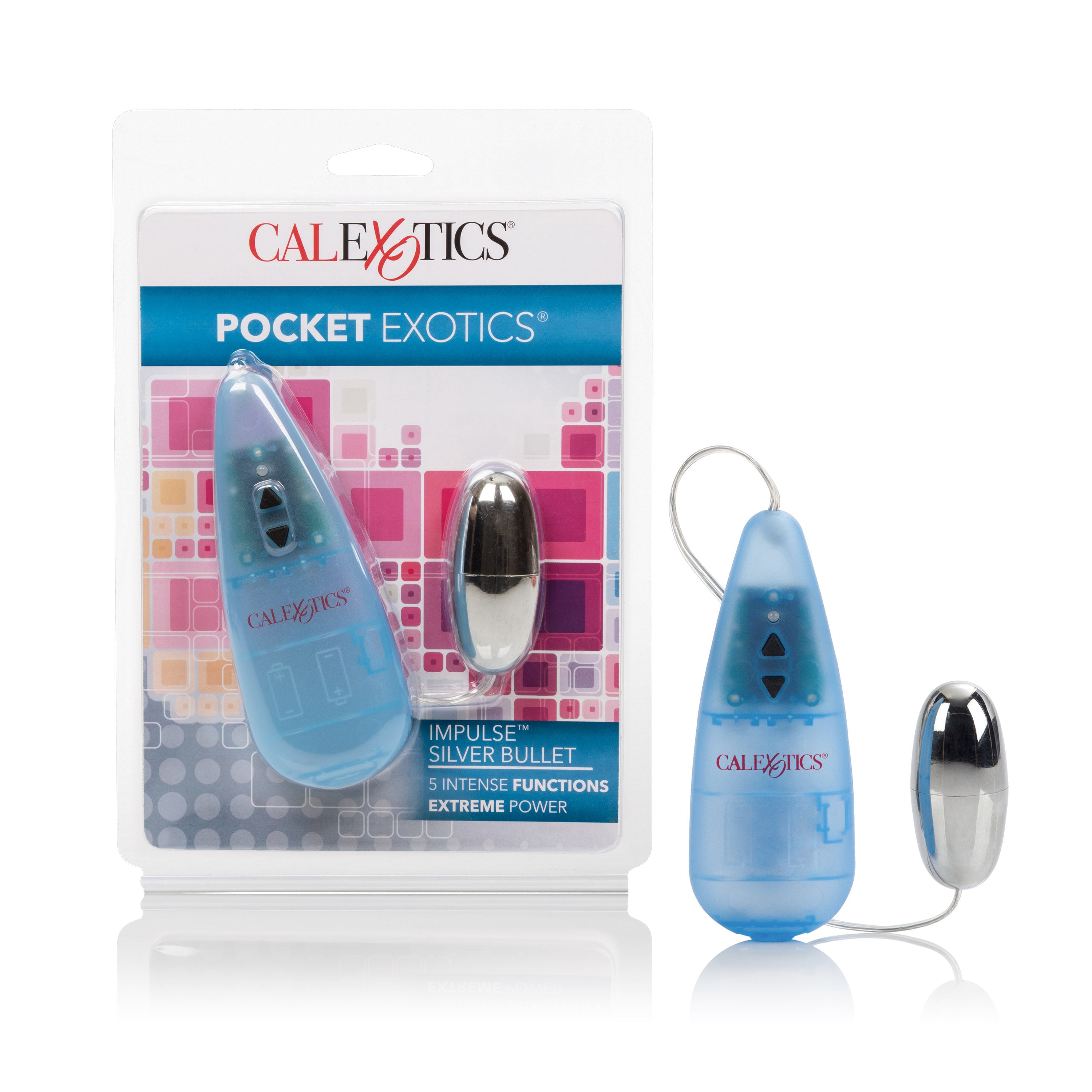 Pocket Exotics Impulse Silver Bullet Personal Massager Vibrator Blue BULLETS