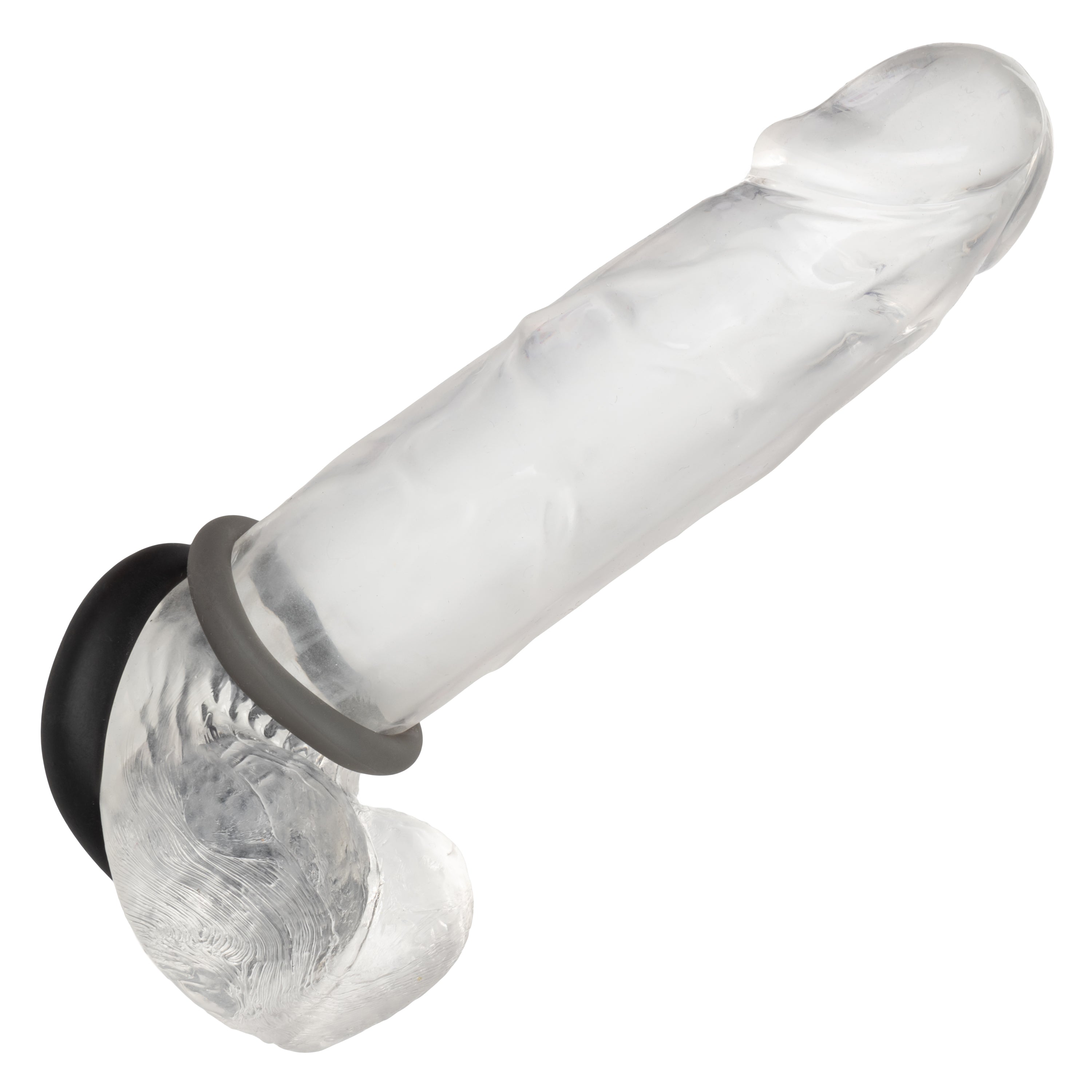 Alpha Liquid Silicone Prolong Set of 2 Stretchy Comfortable Rings in Black, Small 0.75” and Large 1” Diameter COCK RING Set