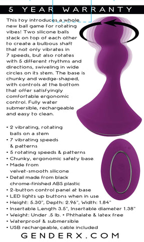 Gender X BALL GAME Vibrating Rotating Toy 13.5cm Vibrators