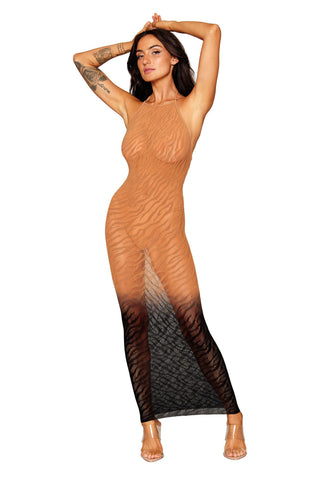 Bodystocking Gown - One Size - Black/copper Bodystocking