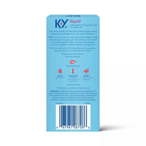 K-Y Liquid Water Based Personal Lubricant 2.5 Oz Bottle Water Based Lube