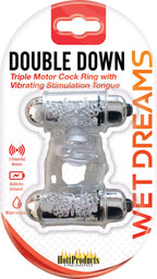 Wet Dreams Double Down – Water-Resistant Triple Motor Vibrating Cock Ring Clear > Cock Ring > Vibrating