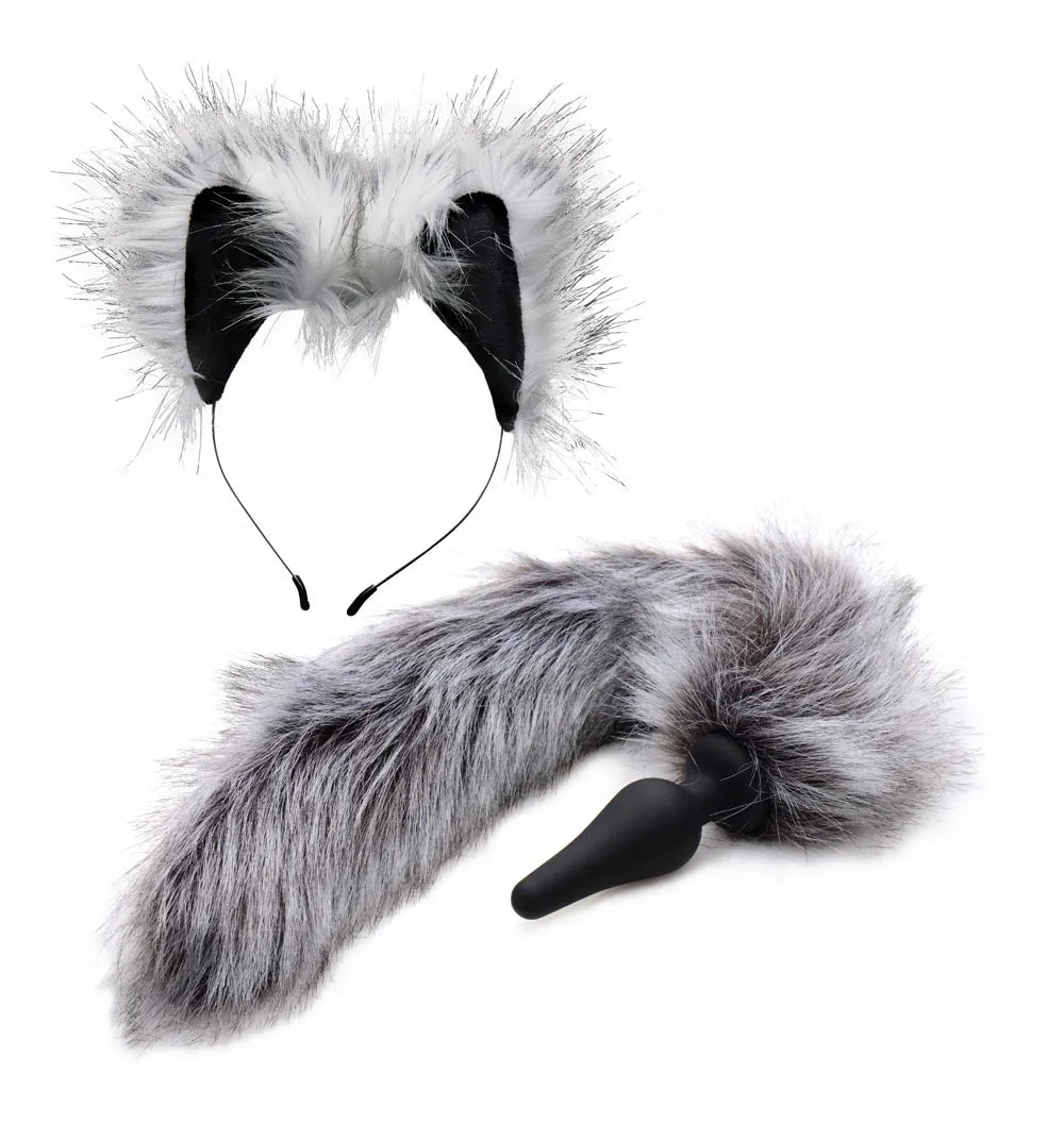 Fluffy Faux Fur Wolf Tail Anal Plug And Matching Ears > Anal Range > Tail Butt Plugs