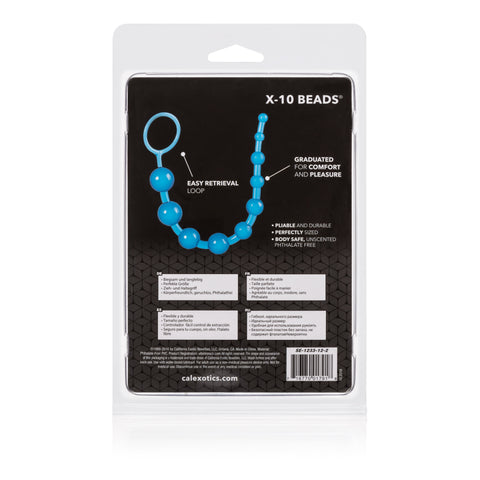X-10 Blue Graduated Anal Beads with 10 Pliable Jelly Balls and Easy Retrieval Loop > Anal Range > Anal Beads