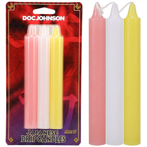 Japanese Drip Candles for Hot Wax Play 3 Pack Coloured Drip Candles