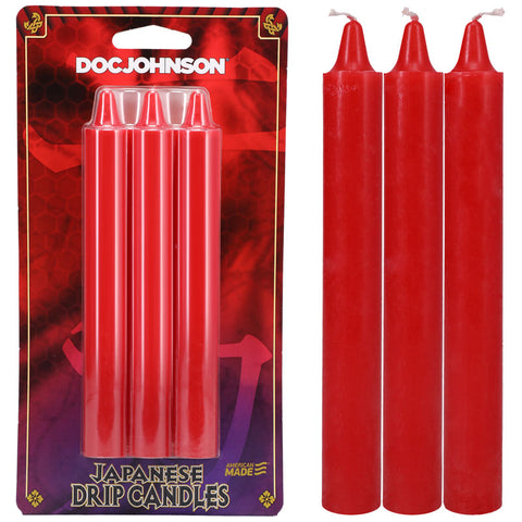 Japanese Drip Candles Red 3 Pack for Sensation Play Red Drip Candles