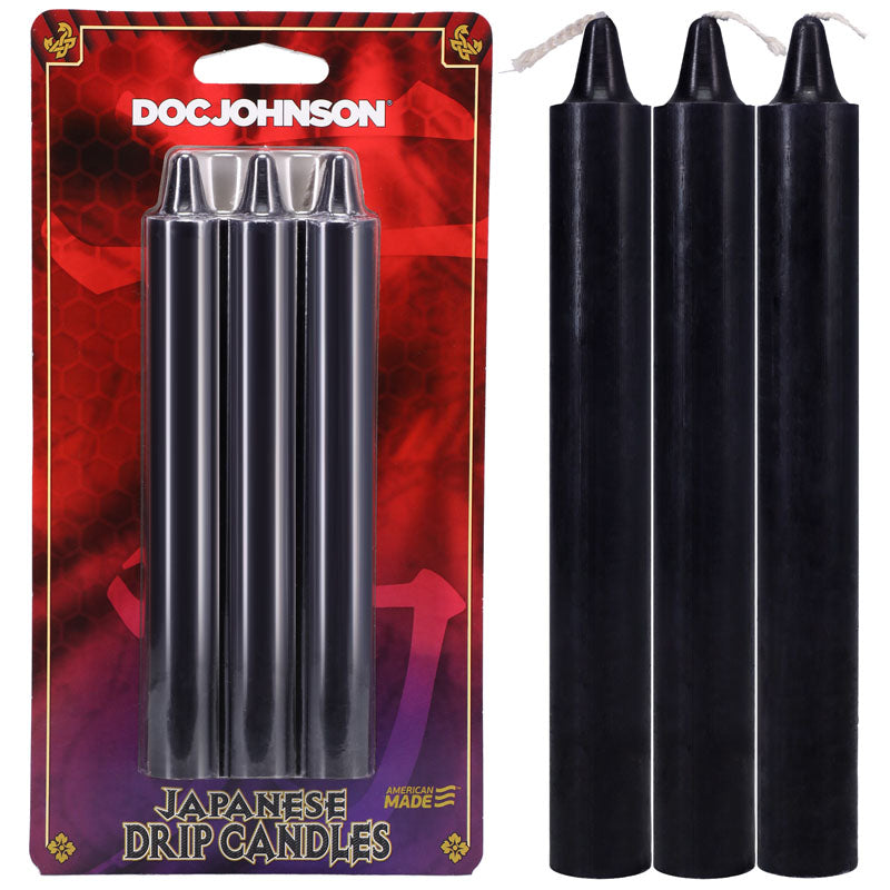 Japanese Drip Candles Black 3 Pack for Sensation Play Black Drip Candles