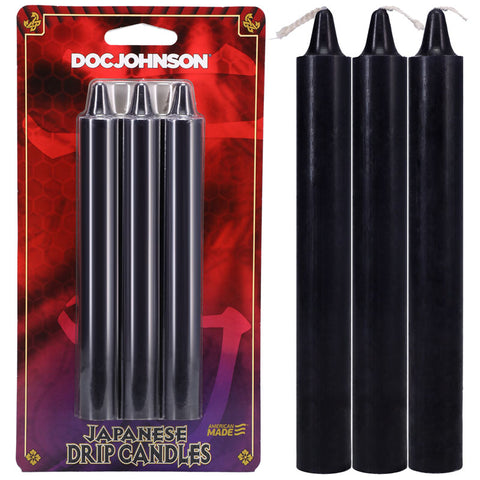 Japanese Drip Candles Black 3 Pack for Sensation Play Black Drip Candles
