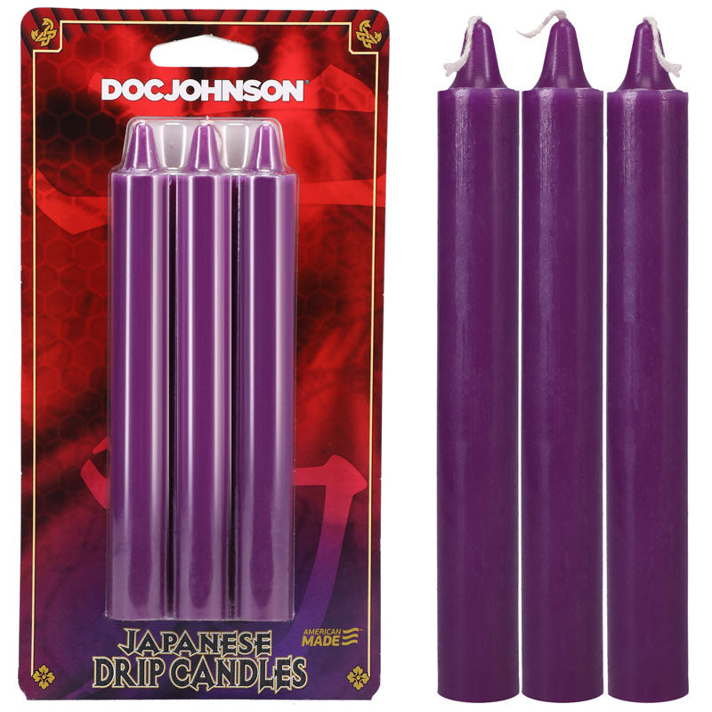 Japanese Drip Candles Purple Sensation Play 3 Pack Purple Drip Candles