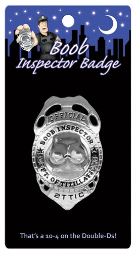 Boob Inspector Badge – Novelty Party Accessory Badge Silver > Novelties > Bachelor & Bachelorette Items