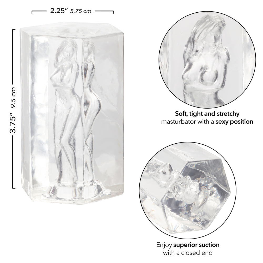Girls Girls Girls Crystal Clear Soft Stretchy Masturbator With Suction Seal Strokers - Manual