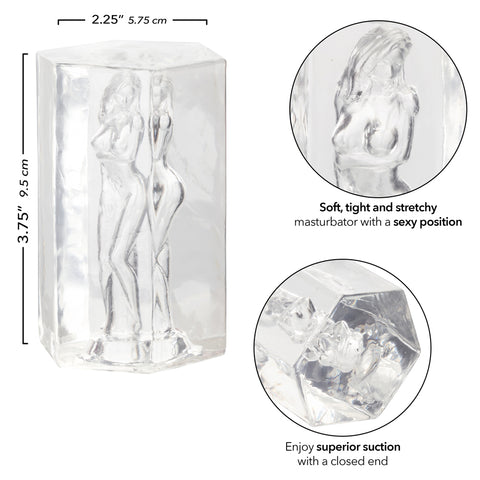 Girls Girls Girls Crystal Clear Soft Stretchy Masturbator With Suction Seal Strokers - Manual