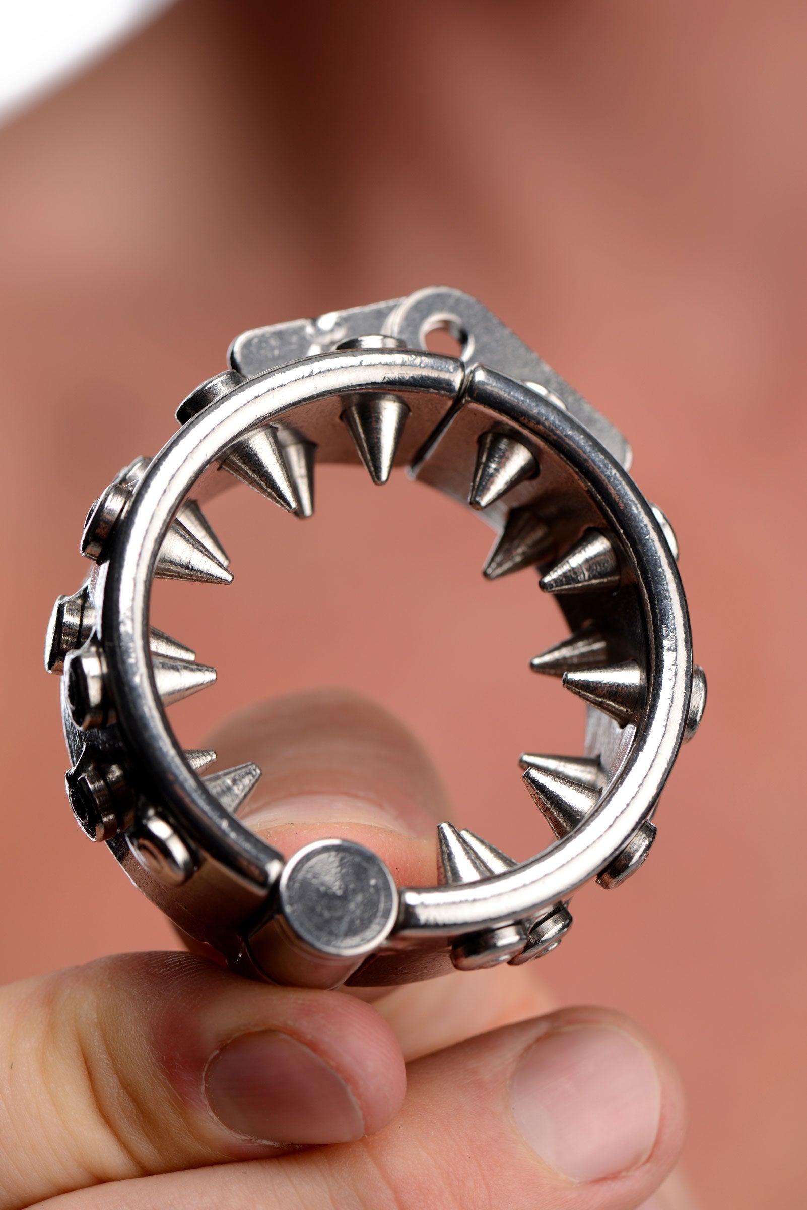Impaler Locking CBT Ring With Spikes Stainless Steel Toy Medical Themed