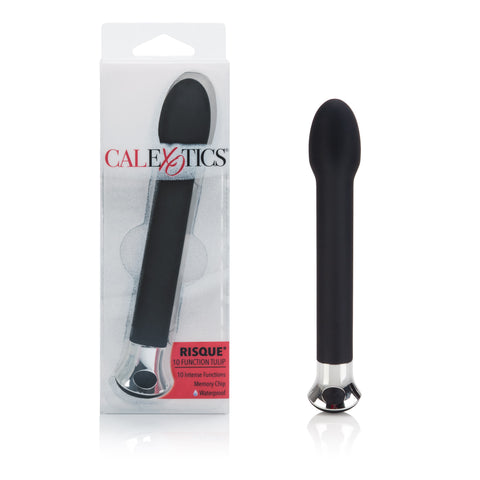 10-Function Risque Tulip Vibrator in Sleek Black Design Black STIMULATORS