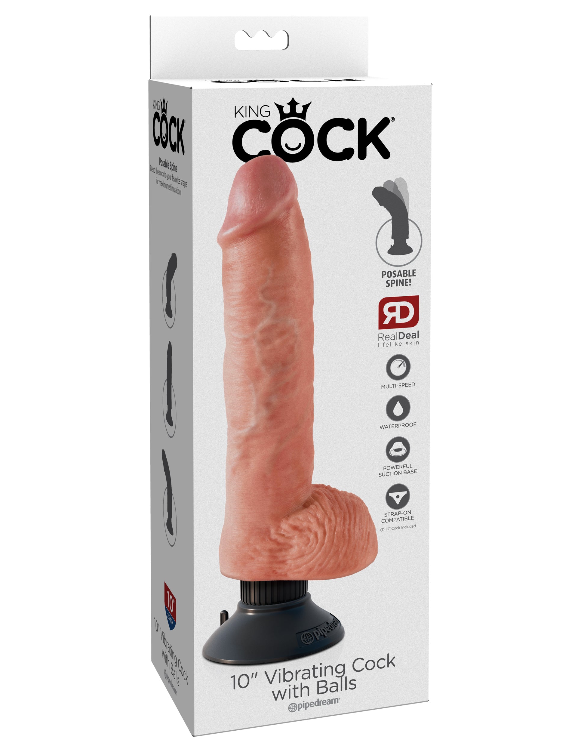 King Cock 10 Inch Vibrating Cock with Balls 25.4 cm Vibrating Dong DONGS Vibrating
