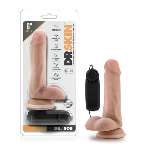 Dr Rob 6 Inch Vibrating Dildo with Suction Cup Vanilla Scent DONGS Vibrating