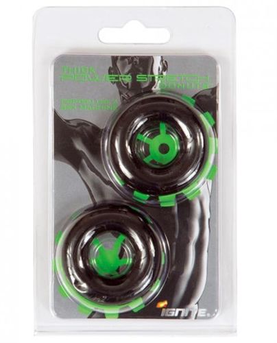 Thick Power Stretch Donuts 2-Pack Black Cockring Set Adult Toy Black COCK RING Set