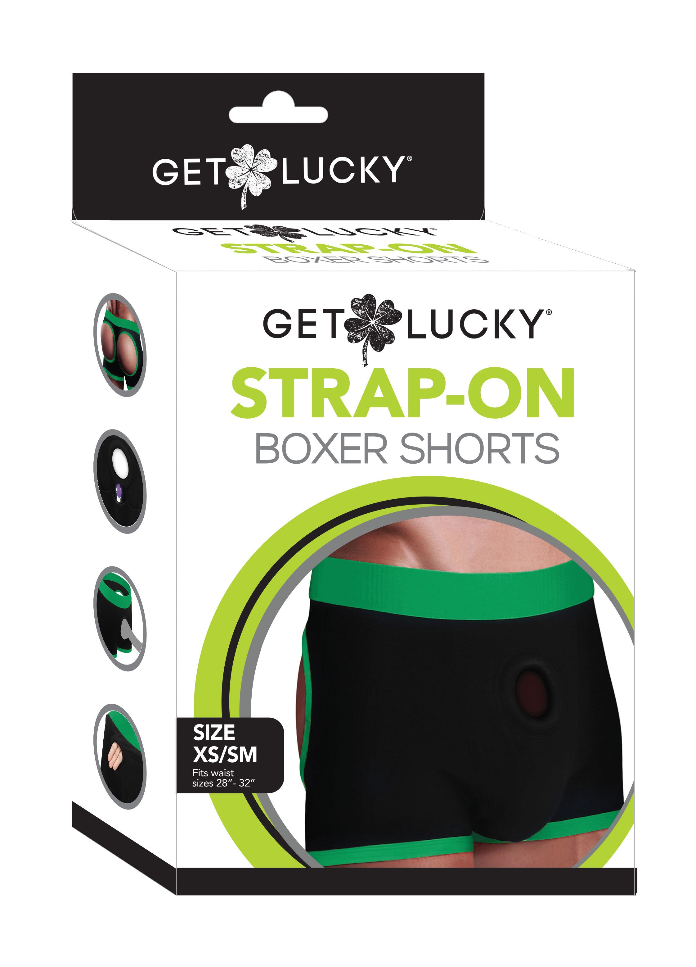 Strap-On Boxer Shorts (Black/Green XS/S) – Comfortable Strap-On Harness Underwear > Dildos > Strap On Harnesses