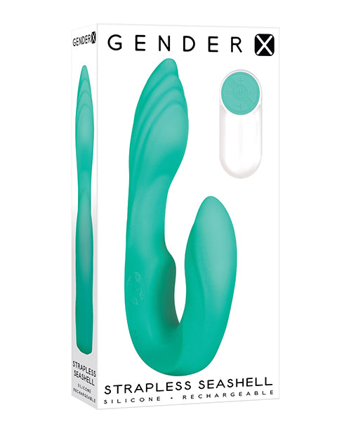 Strapless Teal Seashell Dual Motor Silicone Vibrator – Silicone Vibrator > Realistic Dildos and Vibes > Strapless Strap Ons