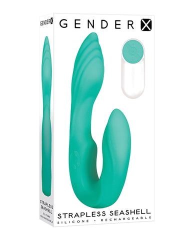 Strapless Teal Seashell Dual Motor Silicone Vibrator – Silicone Vibrator > Realistic Dildos and Vibes > Strapless Strap Ons