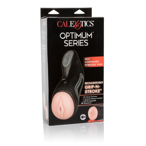 Optimum Power Rechargeable Vibrating Grip-N-Stroke Stroker Beige Strokers - Auto