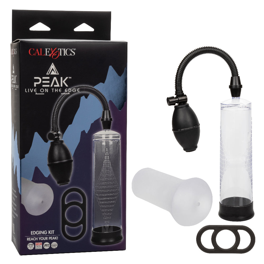 Peak Edging Intimate Kit with Pump Ring and Stroker Black Clear Pumps