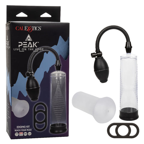 Peak Edging Intimate Kit with Pump Ring and Stroker Black Clear Pumps