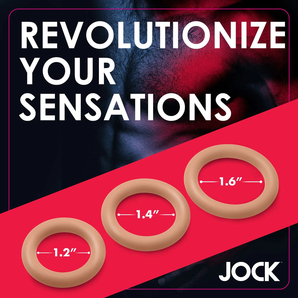 Jock Silicone Cock Ring Set Medium 3 Sizes Phthalate Free COCK RING Set