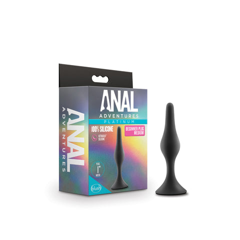 Anal Adventures Platinum Silicone Medium Beginner Anal Plug Black Butt Plugs