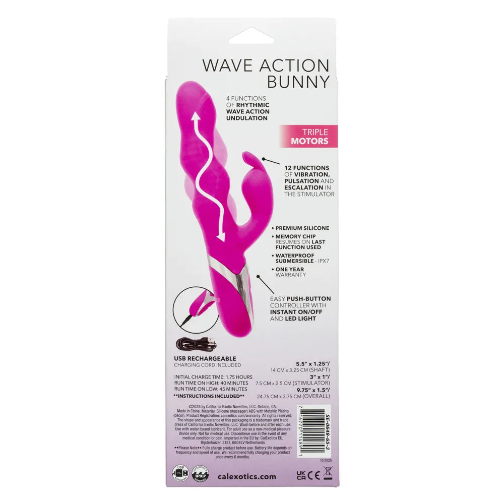 Enchanted Wave Action Bunny Pink 9.75 Inch Dual Motor Silicone Rabbit Vibrator Pink > Vibrators > Ladies > Rabbit