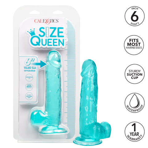 Size Queen 6 Inch Blue Realistic Dildo with Life Like Texture DONGS