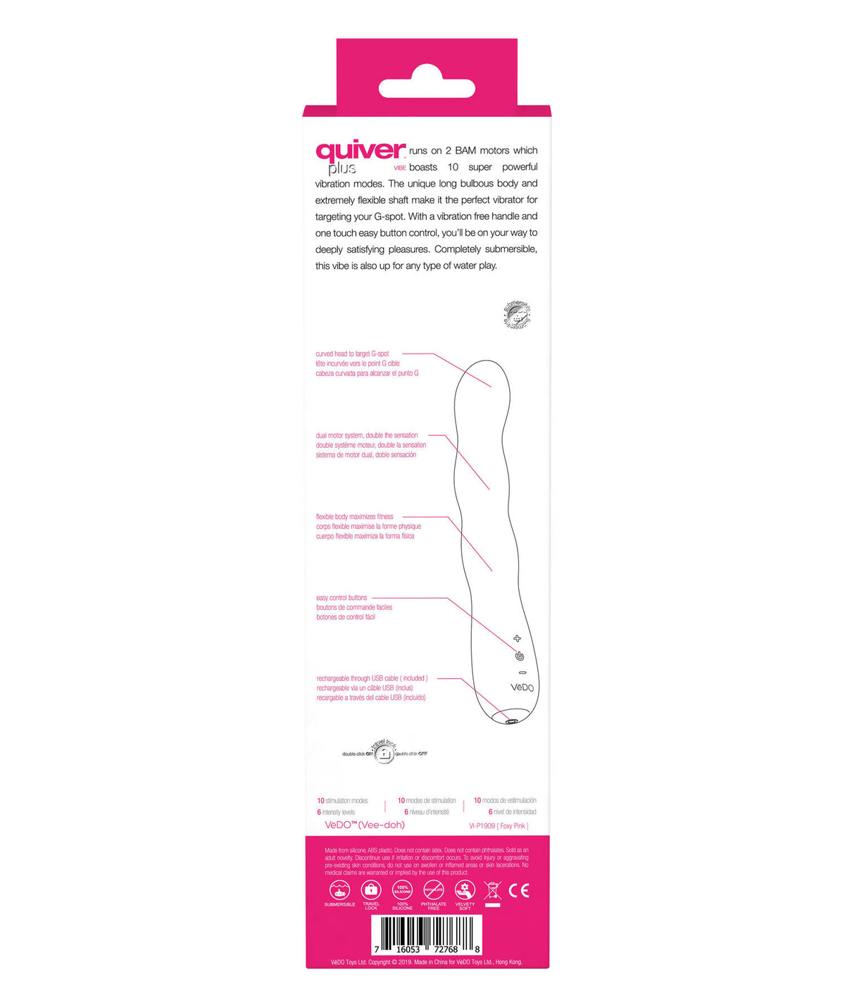 Quiver Plus Bendable G-Spot Vibrator in Pink > Sex Toys For Ladies > G-Spot Vibrators