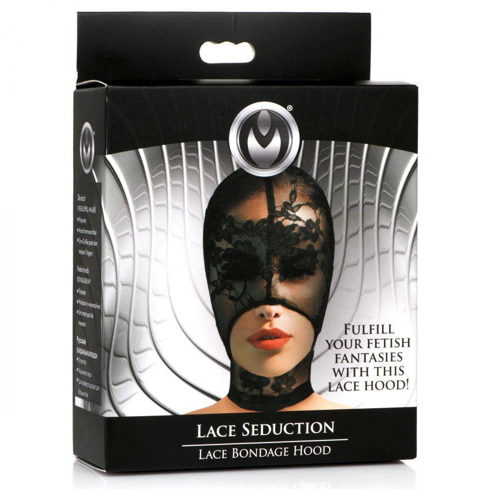 Lace Seduction Black Lace Bondage Hood Erotic Adult Clothing > Bondage Gear > Bondage Hoods