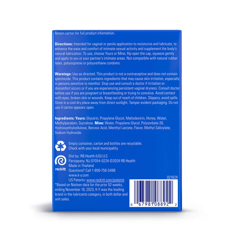 K-Y Yours and Mine Couples Lubricant Blue and Purple Set