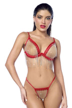 Luxury Two-Piece Set (Red) – Open-Cup Underwire Top and Matching Bottom Lingerie Red L XL > Clothes > Bra Sets