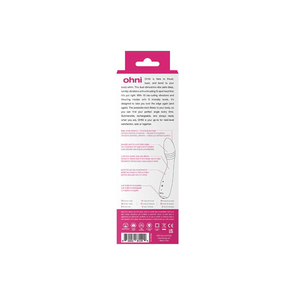 Ohni Rechargeable G-Spot Thrusting Vibe (Pink) – Dual-Stimulation Vibrator Pink > Sex Toys For Ladies > G-Spot Vibrators