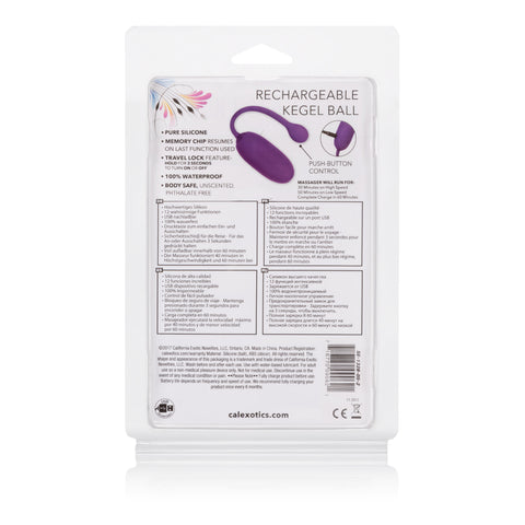 Rechargeable Kegel Ball Vibrator with 12 Functions Purple Silicone > Sex Toys For Ladies > Kegel Exercise