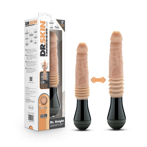 Dr Knight Thrusting Gyrating Silicone Vibrating Dildo Beige DONGS Thrusting