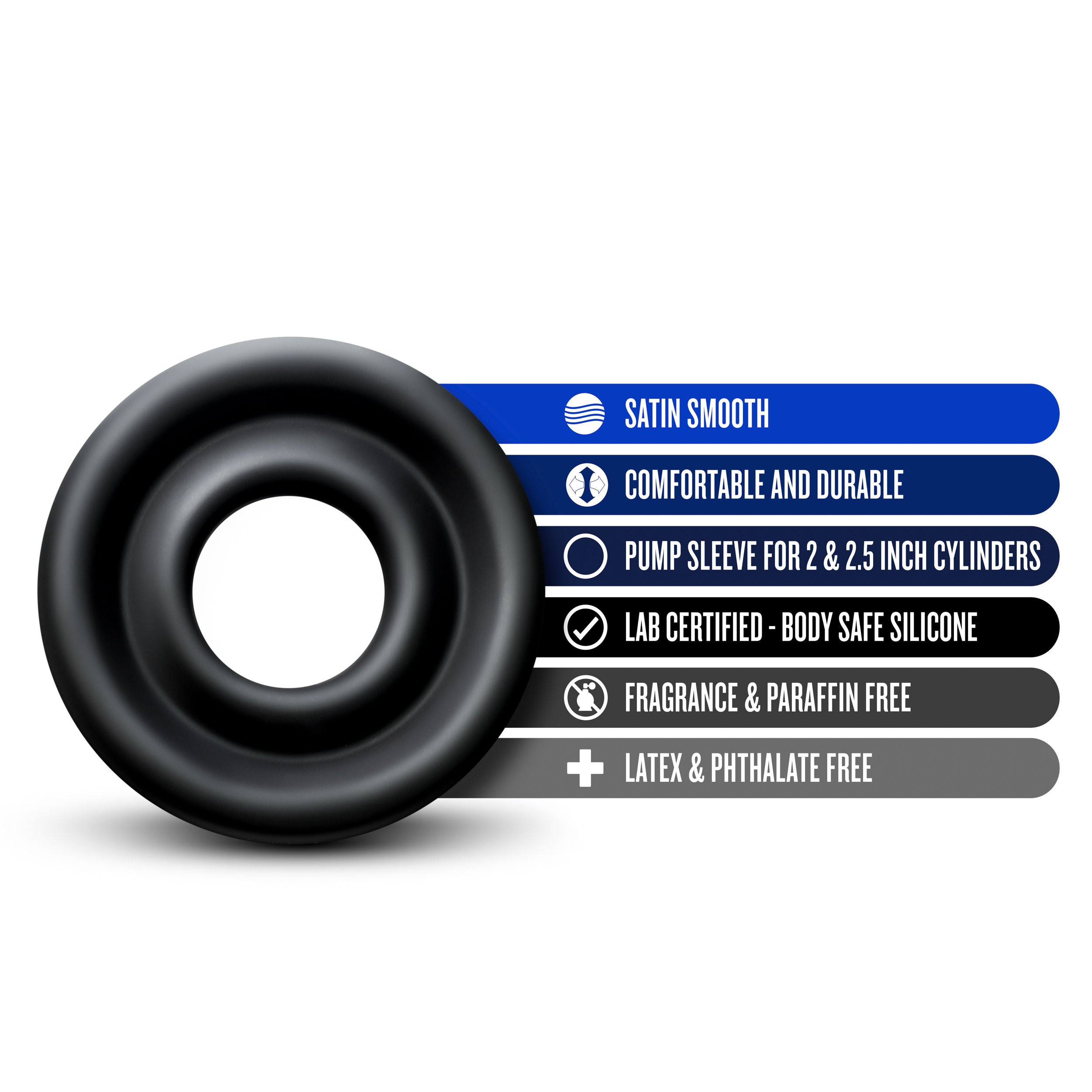 Performance Silicone Pump Sleeve Medium Black for Penis Pumps PUMPS